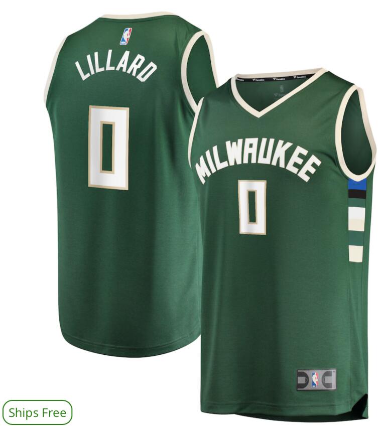 Men Nike Milwaukee Bucks #0 Lillard Green NBA Swingman Icon Edition  2024 Jersey->->NBA Jersey